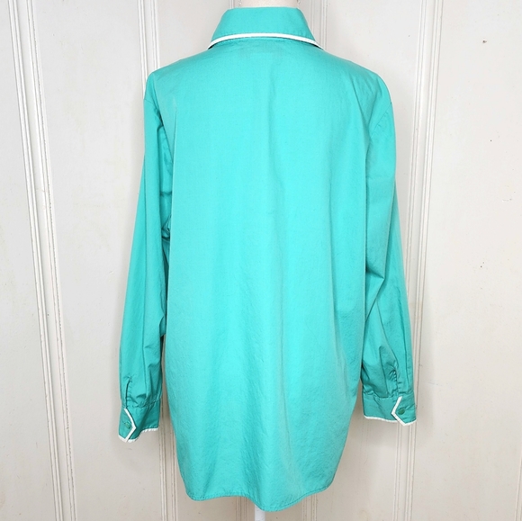 Bob Mackie Wearable Art Button Up Shirt With Embroidered Bows Around Neck Sz XL - Picture 7 of 9